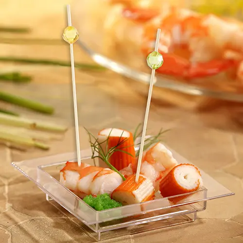 PAPSTAR Fingerfood-Picker 12 cm farbig sortiert Pearl, Bambusspieße mit Perlen für Fingerfood, Buffet und Party, 15 x 40 Stück, Hersteller PAPSTAR
