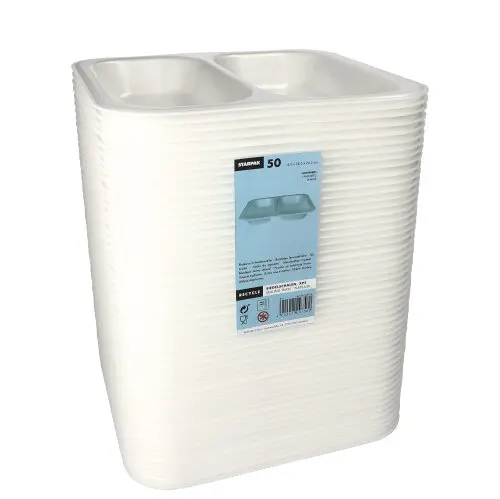 Starpak Siegelschalen, XPS 2-geteilt 1250 ml 4,2 cm x 24,5 cm x 26,5 cm weiß laminiert