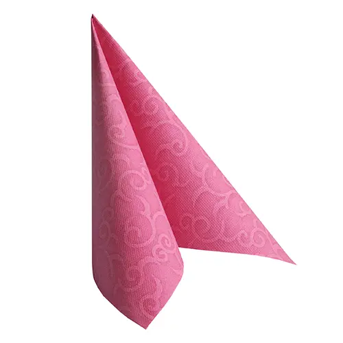PAPSTAR Servietten ROYAL Collection 1/4-Falz 40 cm x 40 cm fuchsia Casali, stoffähnliche Premium-Serviette mit Ornamentprägung, weich, formstabil und kompostierbar
