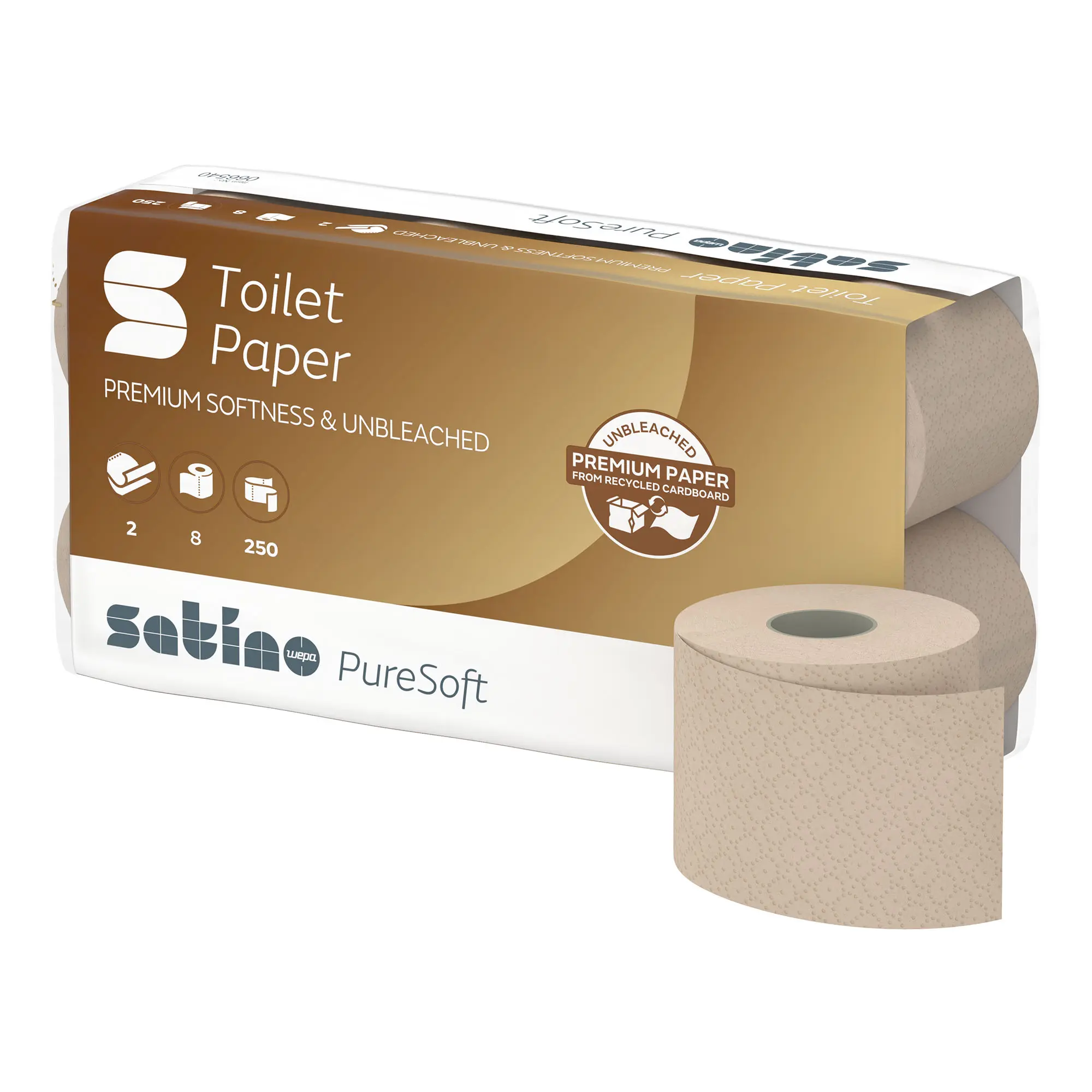 Satino by Wepa PureSoft Toilettenpapier MT1 Recycling, 2-lagig, 250 Blatt