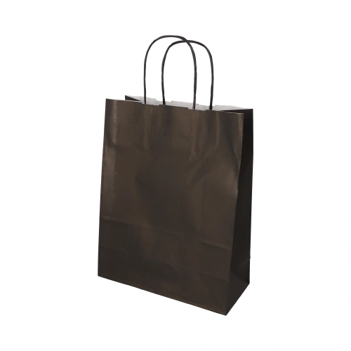 PAPSTAR Tragetaschen, Papier 28 cm x 22 cm x 10 cm schwarz mit gedrehtem Tragegriff, 10 x 25 Stück