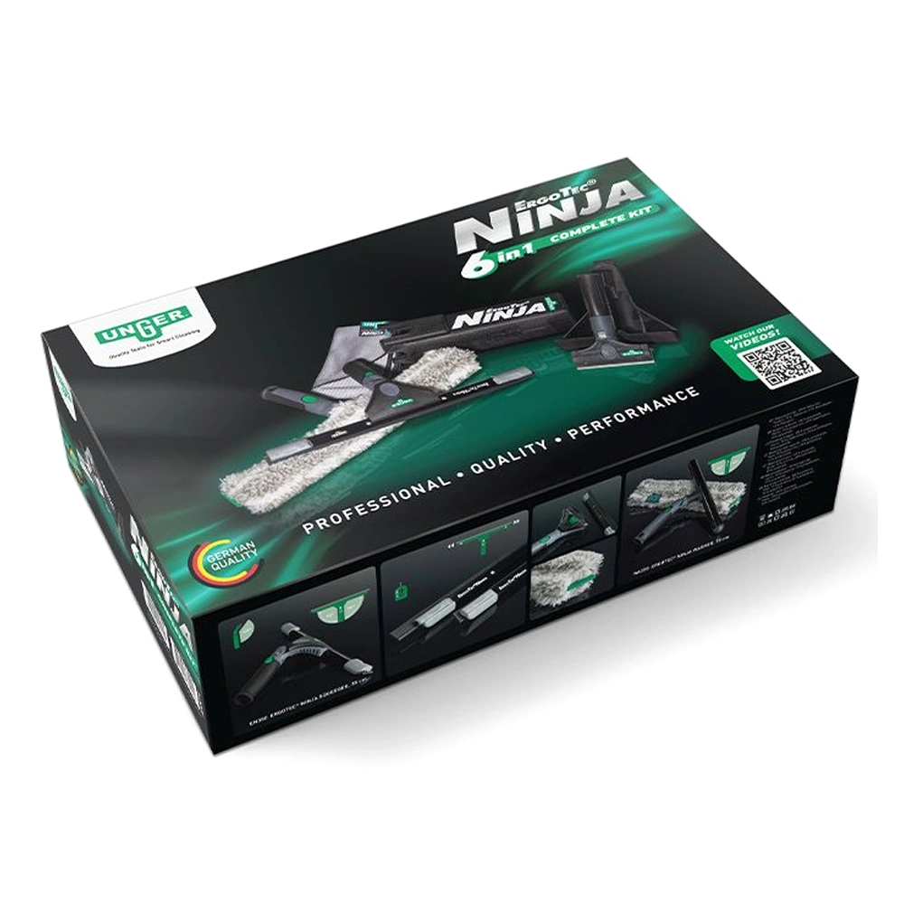 Unger ErgoTec Ninja Komplett-Set 6 in 1 Glasreinigungsset, 6-teilig, 45 cm