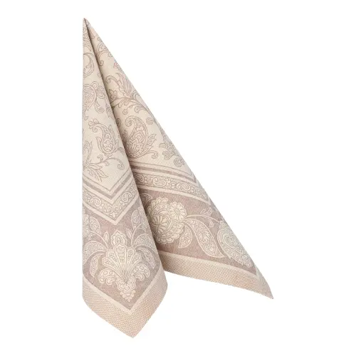 PAPSTAR Servietten ROYAL Collection 1/4-Falz 40 x 40 cm mocca Ornaments, stoffähnliche Premium-Tissue-Servietten mit floralem Ornamentmuster, FSC-zertifiziert