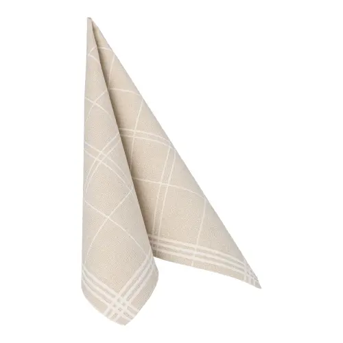 PAPSTAR Servietten "ROYAL Collection" 1/4-Falz 40 x 40 cm sand Kitchen Craft, stoffähnliche Premium-Tissue-Serviette mit klassischem Karo-Muster, FSC-zertifiziert, 37282