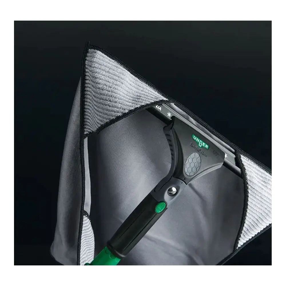 Unger ErgoTec Ninja Advanced Set 4in1 Glasreinigungsset, 4-teilig – ergonomischer Fensterwischer mit T6-Aluschiene und MicroWipe Mikrofasertuch von Unger