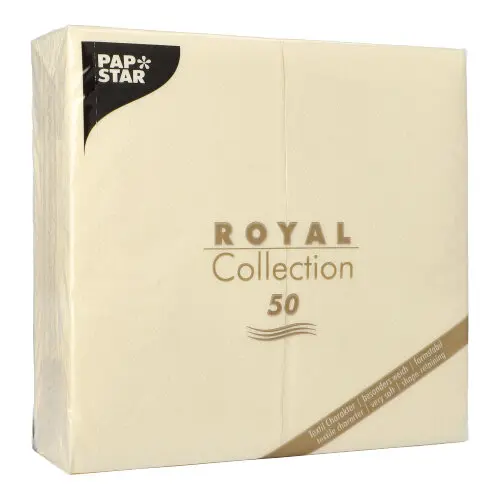 PAPSTAR Servietten "ROYAL Collection" 1/8-Falz 40 x 40 cm champagner, hochwertige Premium-Servietten in Stoffoptik, weich, formstabil, umweltfreundlich, Artikel 87586