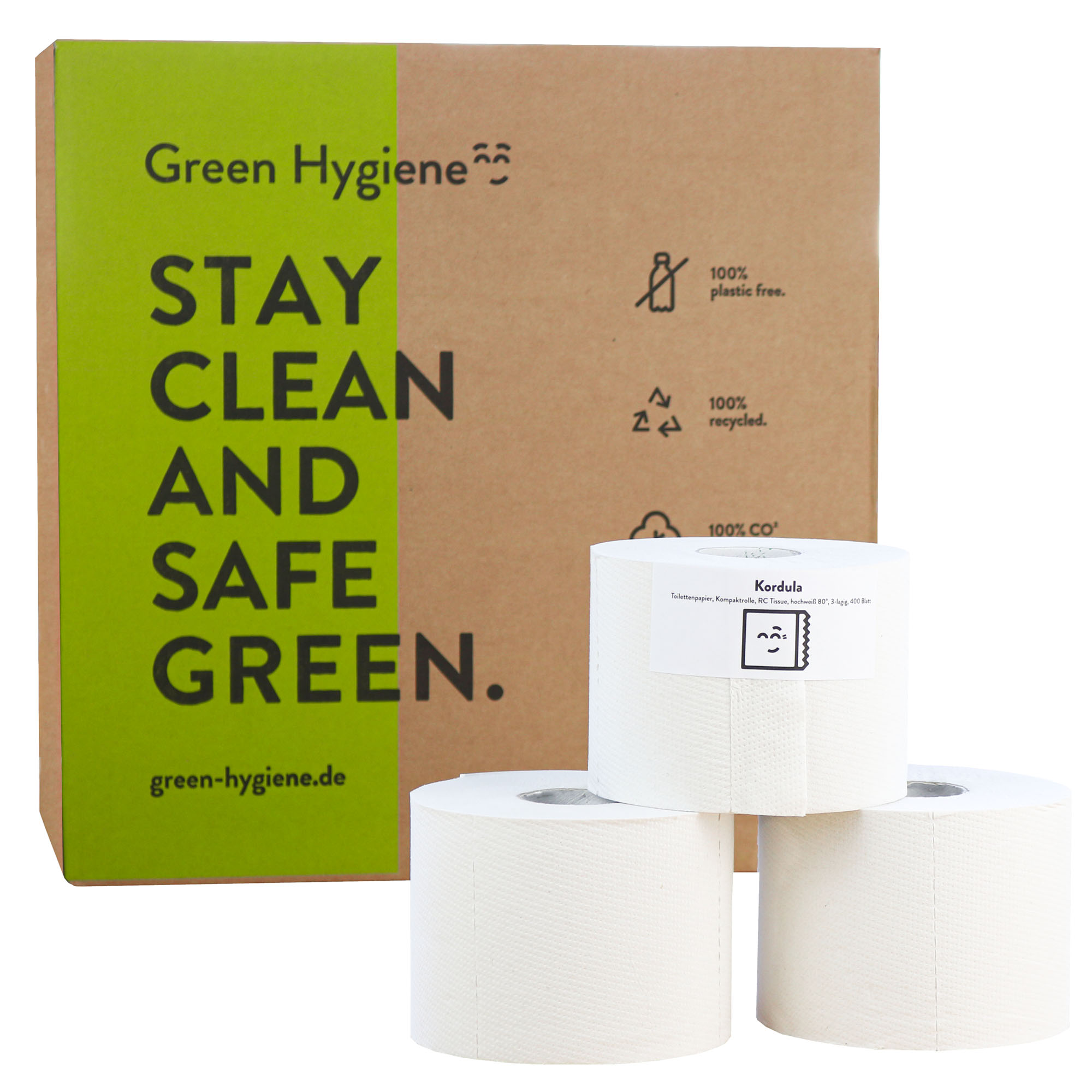 Green Hygiene KORDULA Toilettenpapier Kleinrolle 3-lagig, 400 Blatt