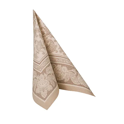 PAPSTAR Servietten "ROYAL Collection" 1/4-Falz 40 x 40 cm mocca Ornaments, elegante Premium-Serviette in Stoffoptik mit ornamentaler Musterung, weich, formstabil und FSC-zertifiziert