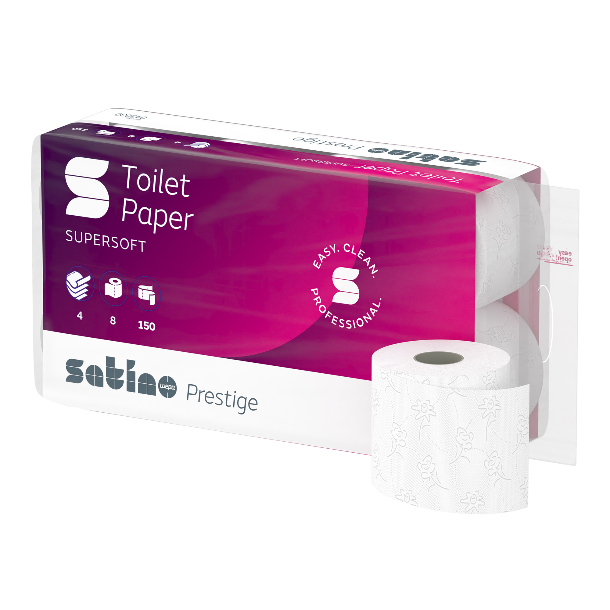 Satino by Wepa prestige Toilettenpapier Zellstoff, 4-lagig, 150 Blatt 72 Rollen 043030_1
