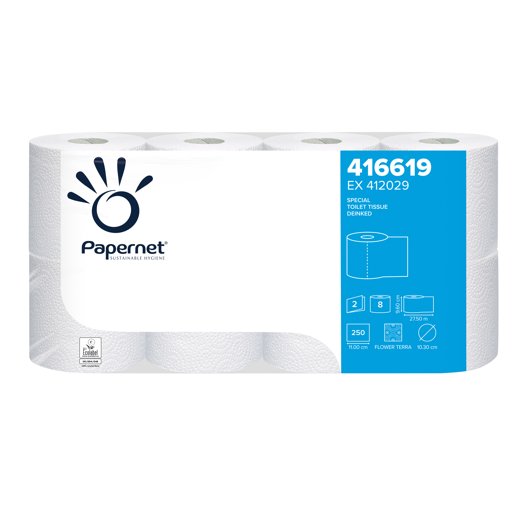 Papernet Toilettenpapier 2-lagig 250 Blatt weiß 64 Rollen 416619_1