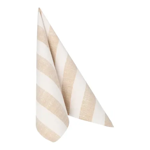 PAPSTAR Servietten "ROYAL Collection" 1/4-Falz 40x40 cm sand "Lines", hochwertige Premium-Serviette in Stoffoptik mit Streifen, 8 x 20 Stück, Artikel 37285