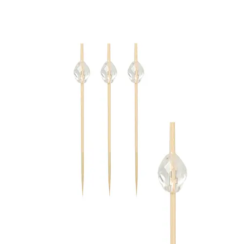 PAPSTAR Fingerfood - Picker 9 cm "Diamond" aus Bambus mit transparenter Diamant-Dekoration für edles Fingerfood, Artikel 89158 82187