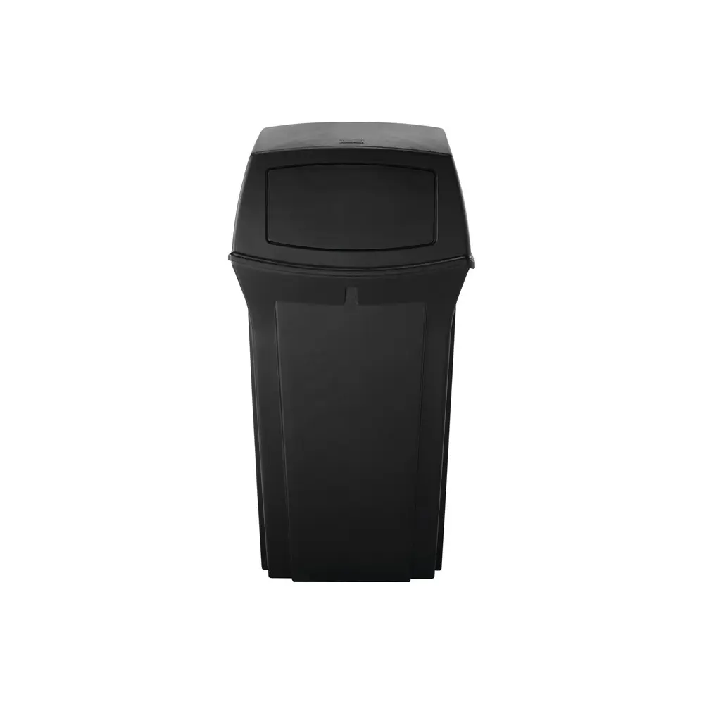 Rubbermaid Ranger Abfallbehälter 132 Liter mit 2 Einwurfklappen aus Polyethylen in Schwarz für stark frequentierte Bereiche