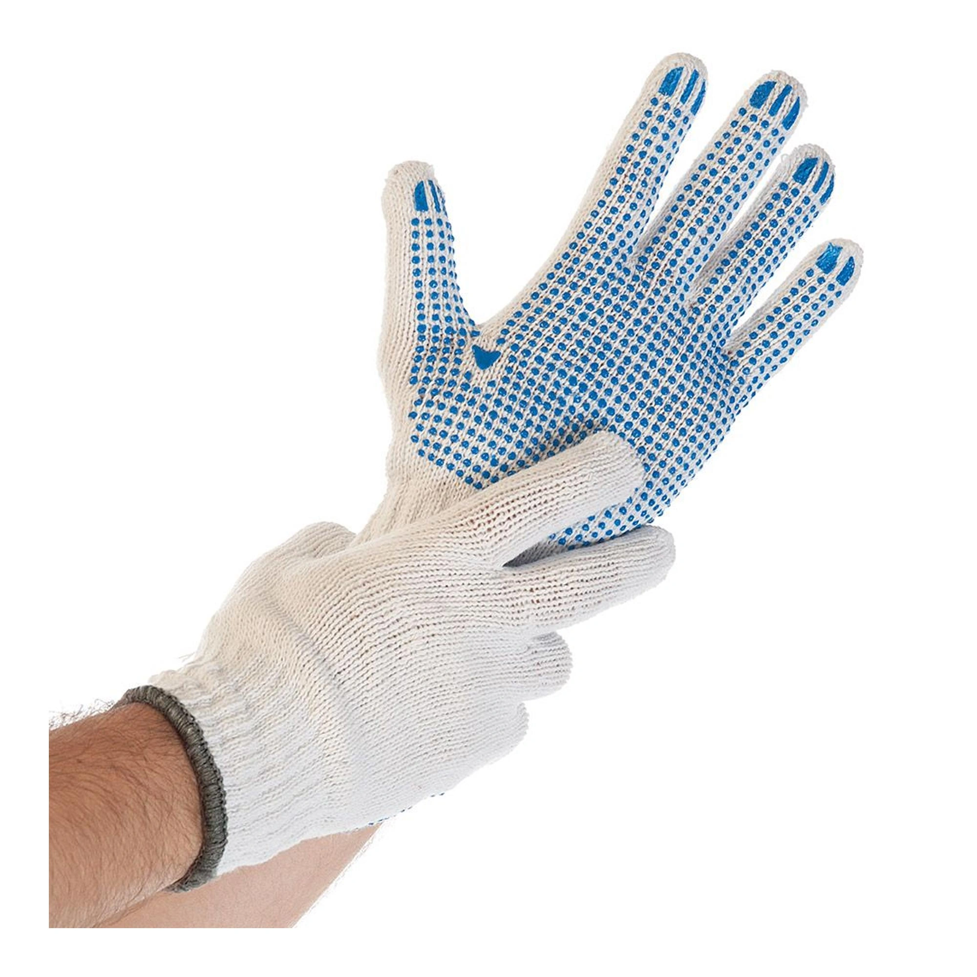 Hygostar Structa Strick Arbeitshandschuhe mit PVC-Beschichtung weiß/blau, VE 120 Paar
