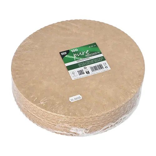 PAPSTAR Tortenunterlagen, Pappe "pure" rund Ø 28 cm braun mit gezacktem Rand