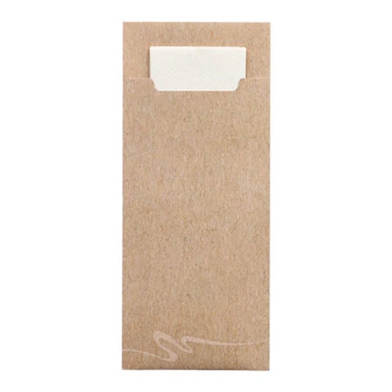 PAPSTAR Bestecktaschen 20 cm x 8,5 cm natur aus Papier mit weißer 2-lagiger Serviette 33 x 33 cm, FSC-zertifiziert, hygienisch für Gastro, Art.-Nr. 89158