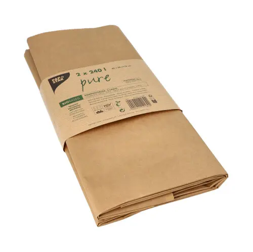 PAPSTAR Abfallsäcke aus Papier "pure" 240 l, braun, 2-lagig aus Kraftpapier, nassfest, industriell kompostierbar, 115 x 80 x 30 cm, Artikel 14189