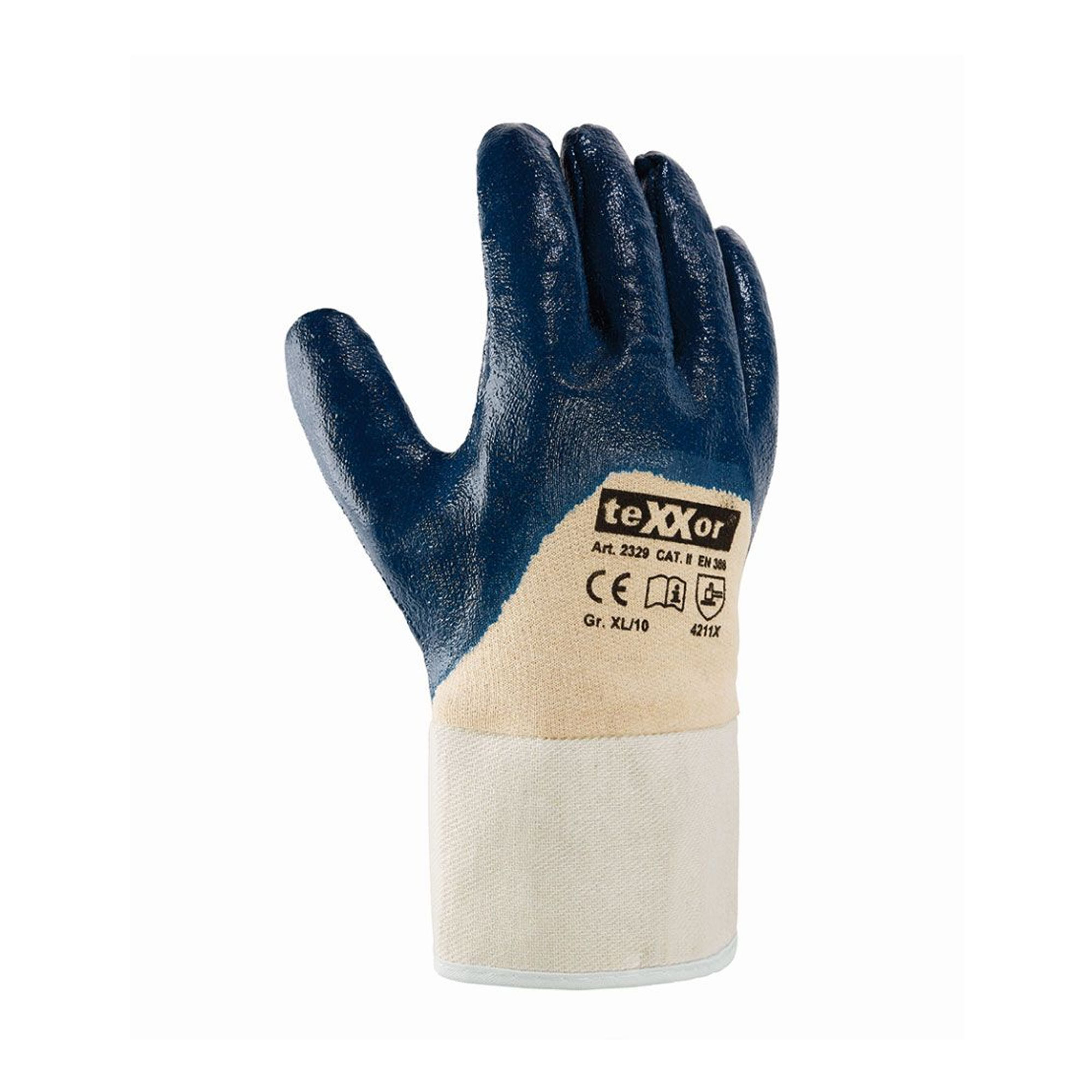 teXXor 2329 Arbeitshandschuhe mit Nitril-Beschichtung beige/blau, VE 144 Paar