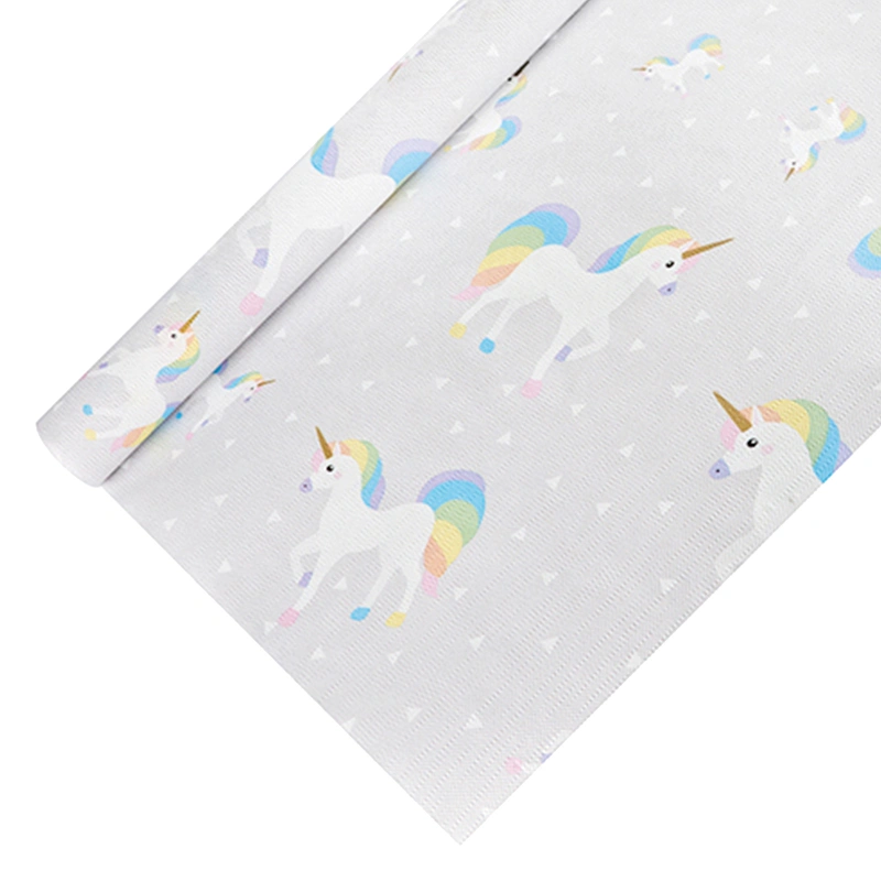 PAPSTAR Tischdecke, Papier 5 m x 1,2 m "Unicorn" mit bunten Einhörnern auf weißem Hintergrund, ideale Partytischdecke für Kindergeburtstage, Art.-Nr. 86738