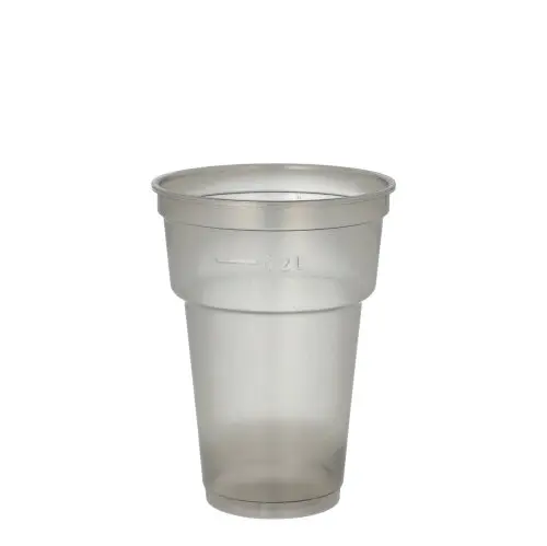 PAPSTAR Pro Pac Mehrweg-Trinkbecher PP 0,2 l Ø 7,8 cm, 10,4 cm grau, transluzenter Mehrweg-Kunststoffbecher mit Füllstrich, unzerbrechlich und spülmaschinengeeignet