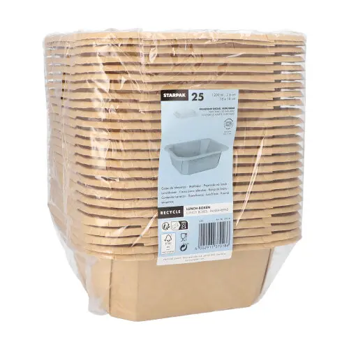 Starpak Lunchboxen, Pappe eckig 1200 ml 6 cm x 18 cm x 18 cm braun