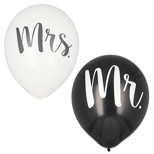 PAPSTAR Luftballons Ø 29 cm "Mr. + Mrs.", 12 x 6 Stück