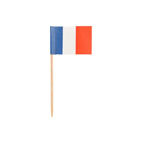 PAPSTAR Deko-Picker 8 cm "Frankreich" aus Holz mit französischer Flagge 25 x 35 mm, ideal für Buffet, Party, Catering und Events