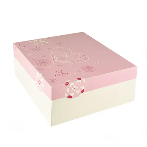 PAPSTAR 15 Tortenkartons, mit Deckel, Pappe eckig 30 cm x 30 cm x 13 cm weiß/rosa "Lovely Flowers"