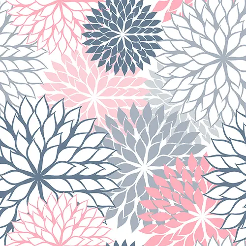 PAPSTAR Servietten, 3-lagig 1/4-Falz 40 x 40 cm grau "Floralies" mit rosa, grauen und dunkelgrauen Blumenmotiven für stilvolle Tischdekoration