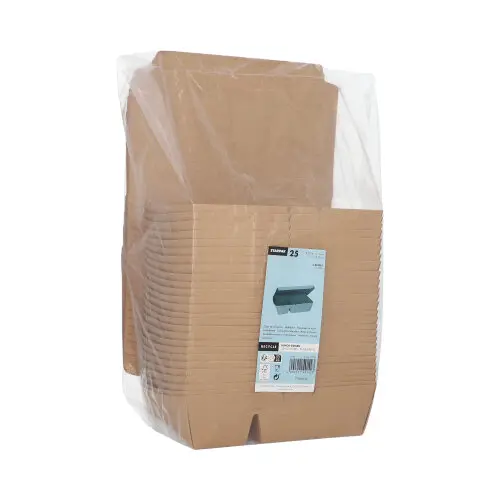 Starpak Lunchboxen, Pappe 2-geteilt 450 ml braun, Snackbox mit Deckel aus PE-beschichteter Pappe, ca. 5 x 11 x 16,8 cm, ideal für To-go-Speisen, Art.-Nr. 37038