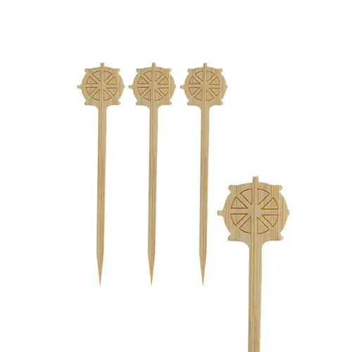 PAPSTAR Fingerfood - Picker 9 cm "Steuerrad" aus Bambus, dekorative Fingerfood-Spieße für Buffet und Party, 1200 Stück im Karton
