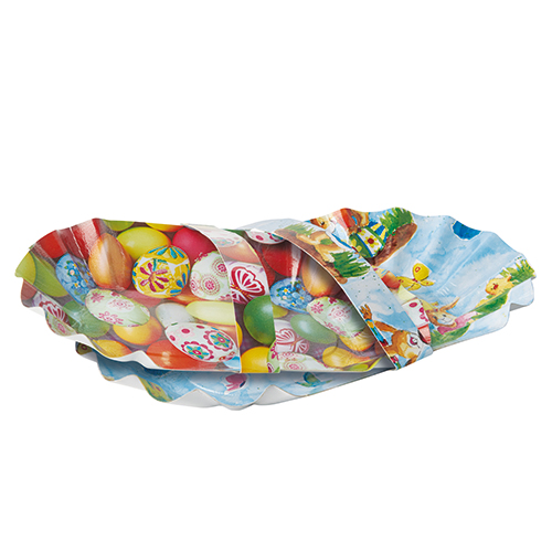 PAPSTAR Osterkörbchen oval 28 cm x 16 cm "sortierte Motive" mit Henkel, 25 x 3 Stück