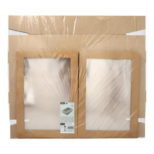 Starpak 10 Transport- und Catering-Kartons, Pappe eckig 8 cm x 25,2 cm x 35,9 cm braun mit separatem Deckel und Sichtfenster aus PET