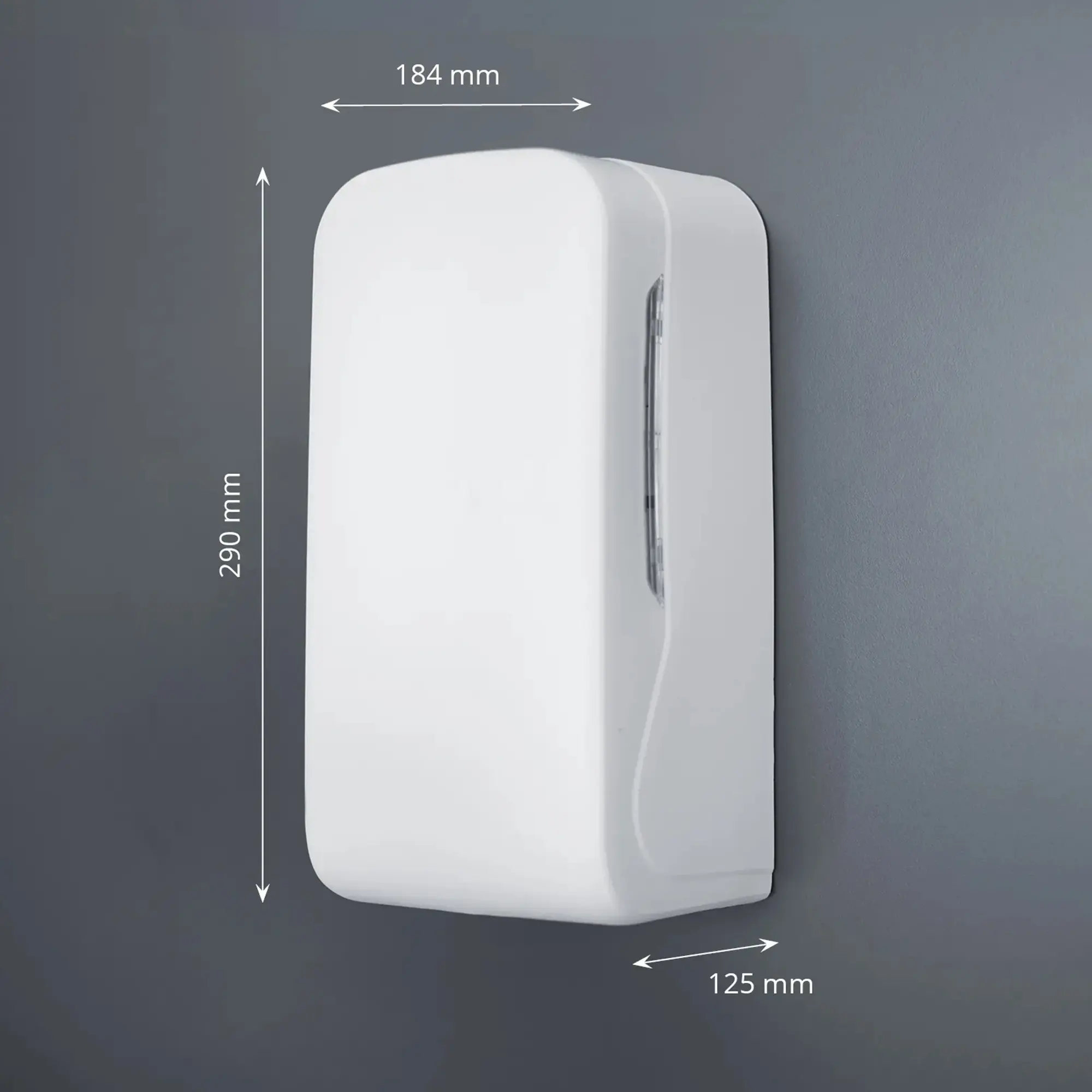 SEMYtop Toilettenpapier Einzelblatt Spender Mini aus weißem Kunststoff, Wandspender für gefaltetes Toilettenpapier mit Abmessungen 290 x 184 x 125 mm