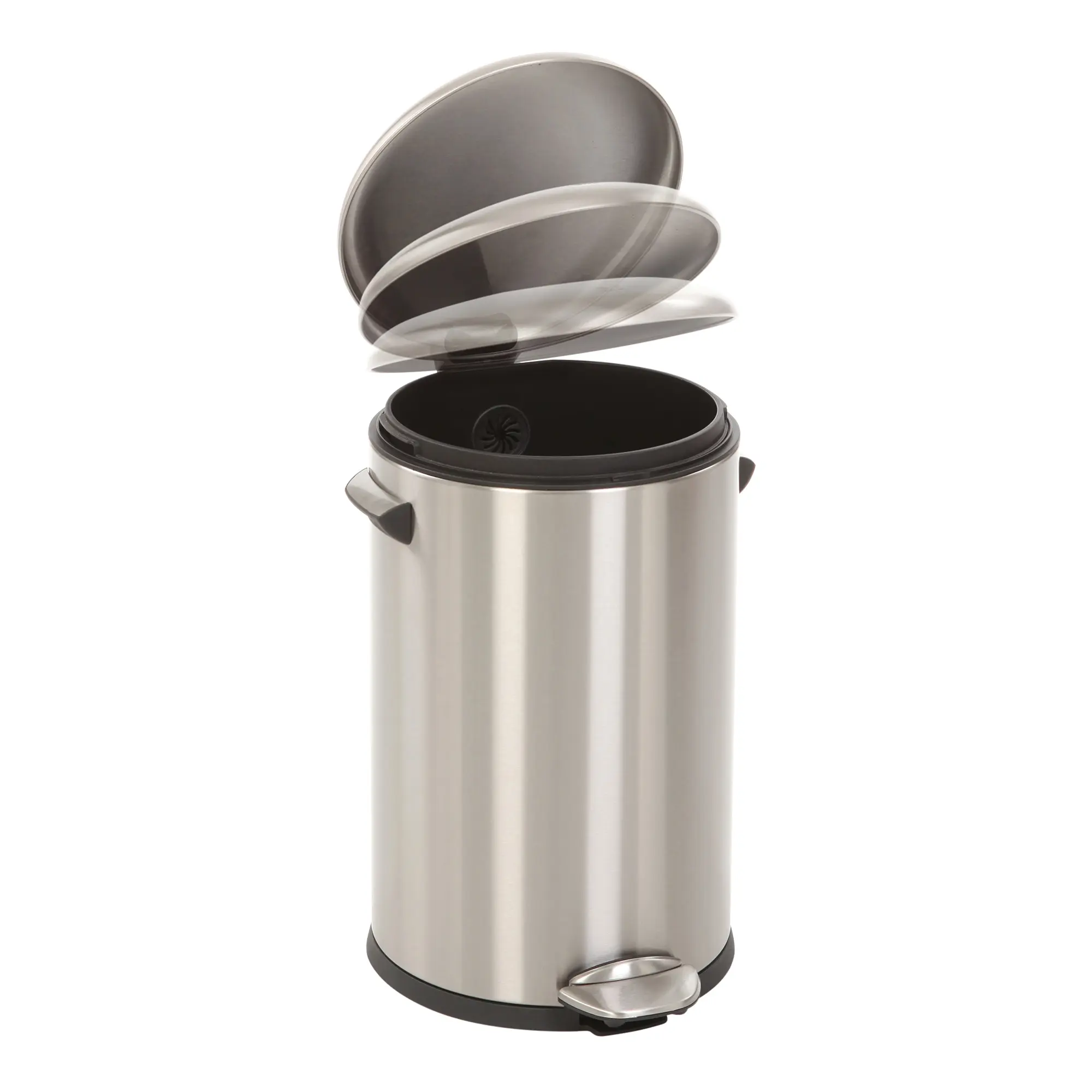 EKO Belle Deluxe Tretmülleimer 12 Liter aus mattem Edelstahl mit Soft-Close-Deckel, Fußpedal, Retro-Griffen und herausnehmbarem Inneneimer, EKO