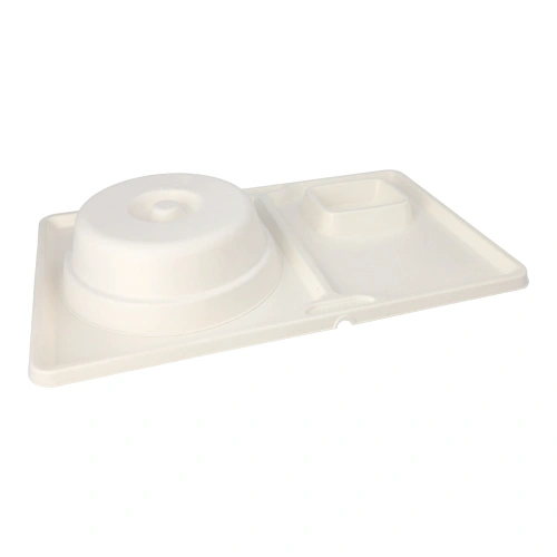 PAPSTAR Deckel Zuckerrohr "TomTab" rund Ø 24,5 cm, 8 cm weiß "Cloche", 4 x 25 Stück