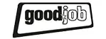 goodjob Logo in Schwarz-Weiß mit schrägem Rahmen und Stern zwischen good und job, Artikelnr. GJ-001