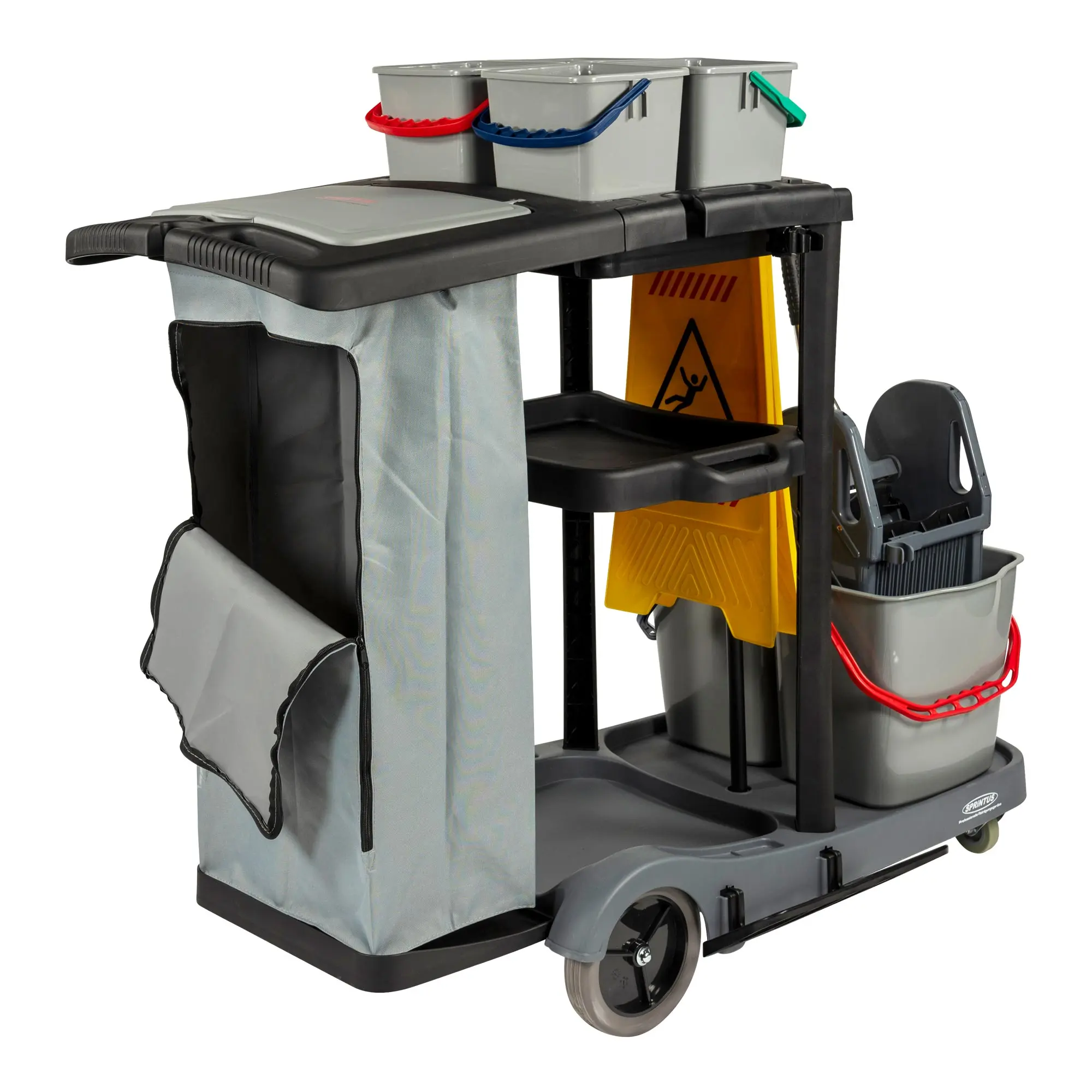 Sprintus PuriX Starter Set 40 u. 50 cm mit Reinigungswagen, Floory ZERO Trockensauger, Doppelfahreimer, Wischsystem und Zubehör für professionelle Reinigung, Hersteller Sprintus