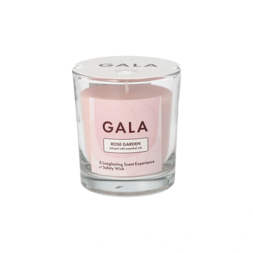 PAPSTAR "GALA" Duftkerze im Glas Ø 70 mm, 77 mm rose - Rose Garden "Mini Nutella", 6 x 1 Stück