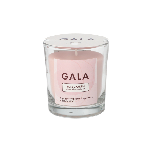 PAPSTAR "GALA" Duftkerze im Glas Ø 70 mm, 77 mm rose - Rose Garden "Mini Nutella", 6 x 1 Stück