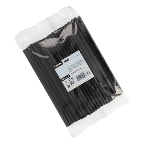 Starpak Mehrweg-Shake-Halme PP Ø 8 mm, 25 cm schwarz, 12 x 100 Stück von PAPSTAR, wiederverwendbare stabile Trinkhalme für Shakes, Smoothies und Slush-Eis