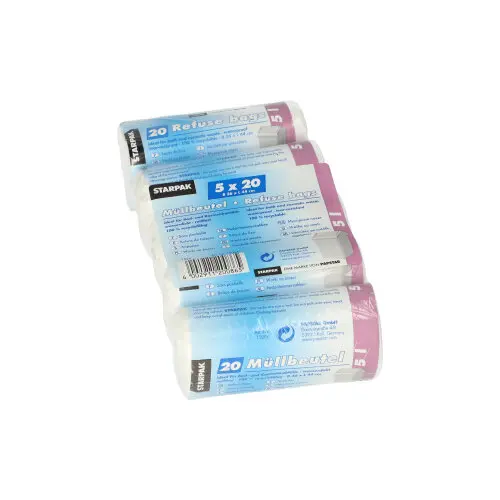 Starpak 100 Kosmetik-Müllbeutel LDPE 5 l 44 cm x 36 cm weiß