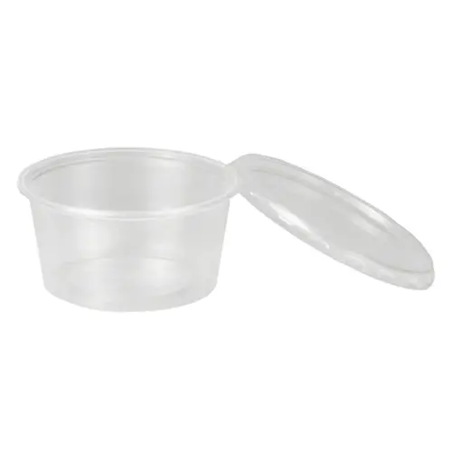 PAPSTAR Pro Pac Dressingbecher mit Deckel, transparenter PP Feinkost- und Dressingbecher rund 80 ml Ø 7 cm, 3,5 cm, geeignet für Saucen, Butter und Dips, Art.-Nr. 95270