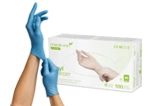Nitrilhandschuhe blau, puderfrei, beidhändig, elastisch, für Medizin, Pflege und Reinigung, 100 Stück in Box, Art.-Nr. 1011