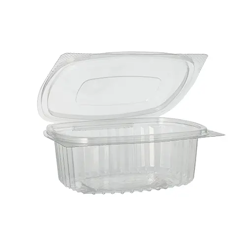 Starpak Feinkost- und Salatschalen mit Klappdeckel, ovale R-PET Schale 375 ml, klar, 5 x 11,5 x 14,4 cm, von PAPSTAR
