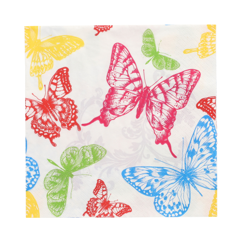 PAPSTAR Servietten, 3-lagig 1/4-Falz 33 cm x 33 cm "Delicate Butterflies", 10 x 20 Stück