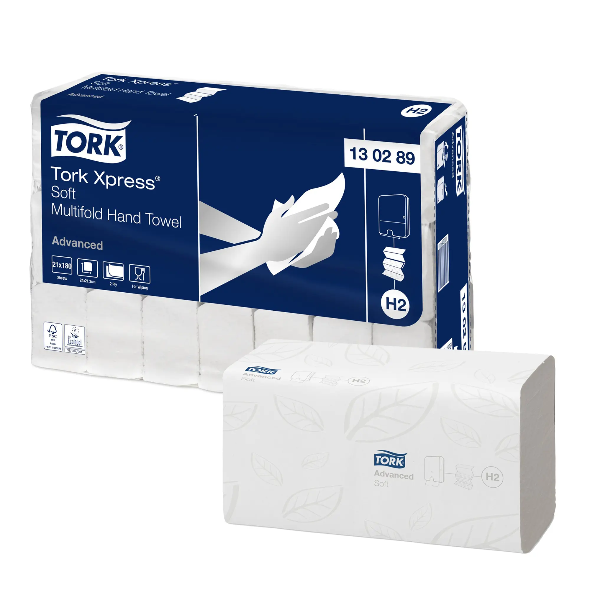 Tork Xpress Advanced weiche Papierhandtücher Multifold Interfold 21,3 x 24 cm, 2-lagig, weiß 