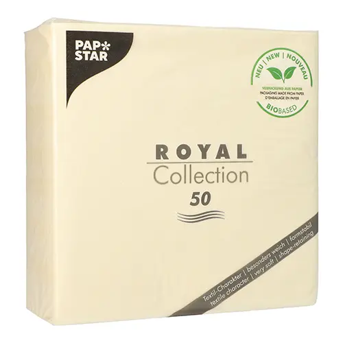 PAPSTAR 50 Servietten "ROYAL Collection" 1/4-Falz 40 cm x 40 cm champagner in Papierverpackung