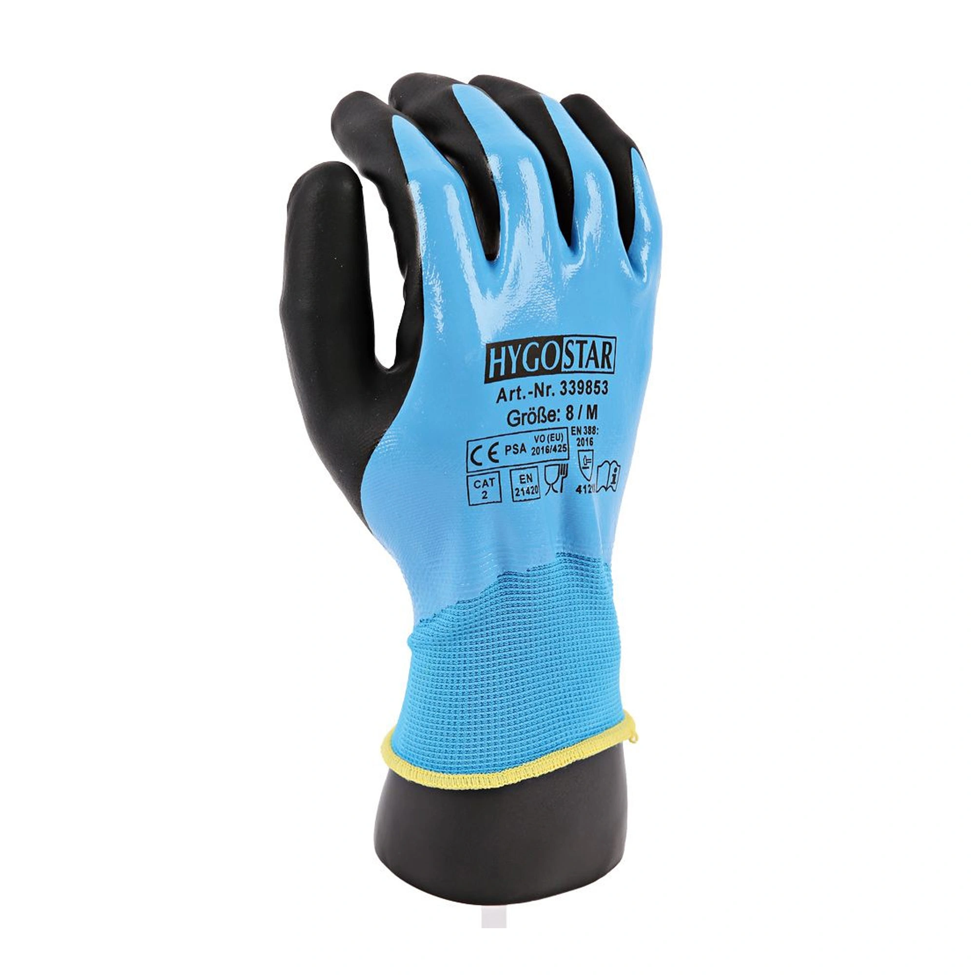 Hygostar Allfood Nitril Feinstrickhandschuhe mit Nitril-Beschichtung blau/schwarz, VE 120 Paar