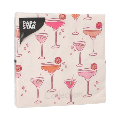 PAPSTAR Servietten, 3-lagig 1/4-Falz 33 cm x 33 cm "Aperitifs", 10 x 20 Stück